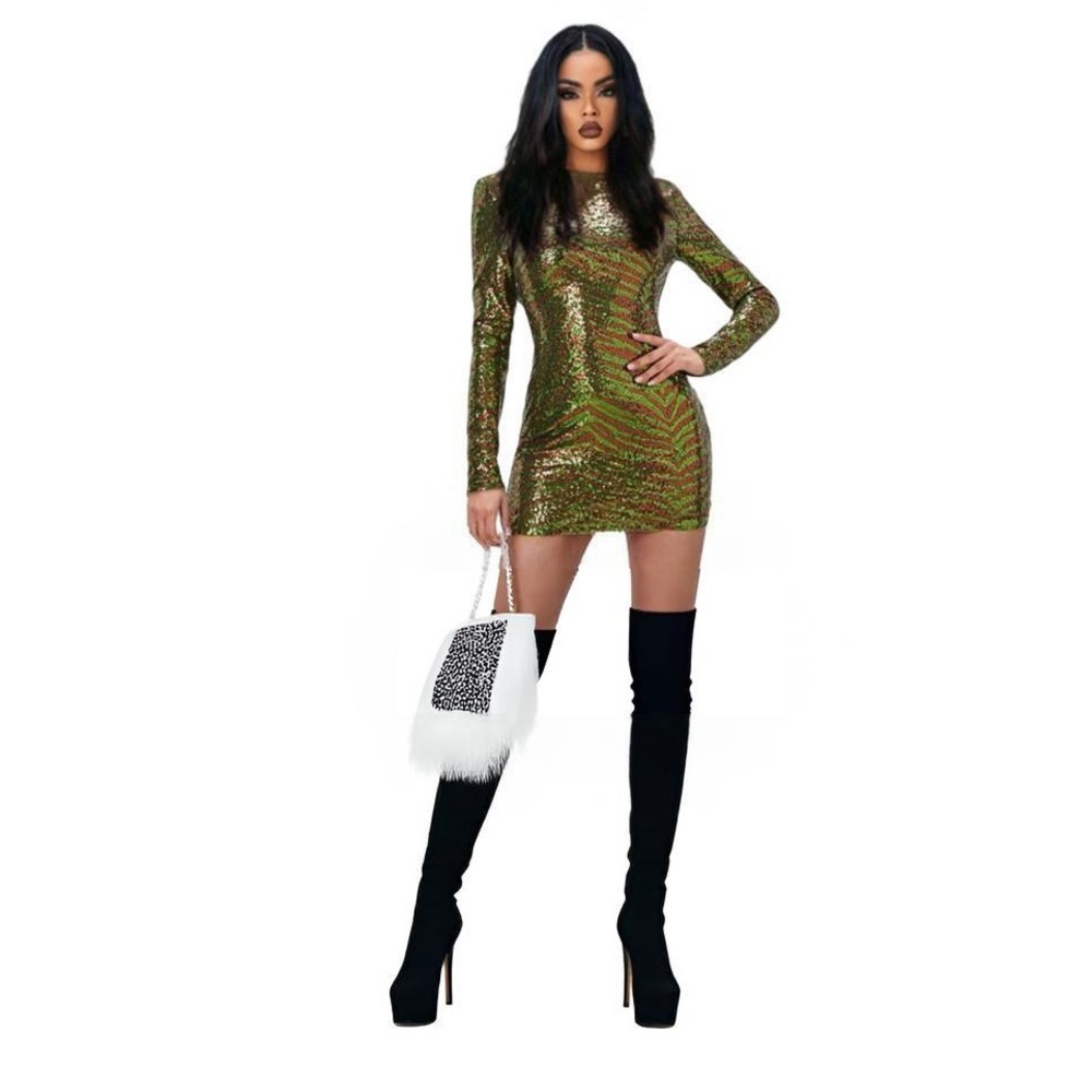 Sequin Green Mini Dress